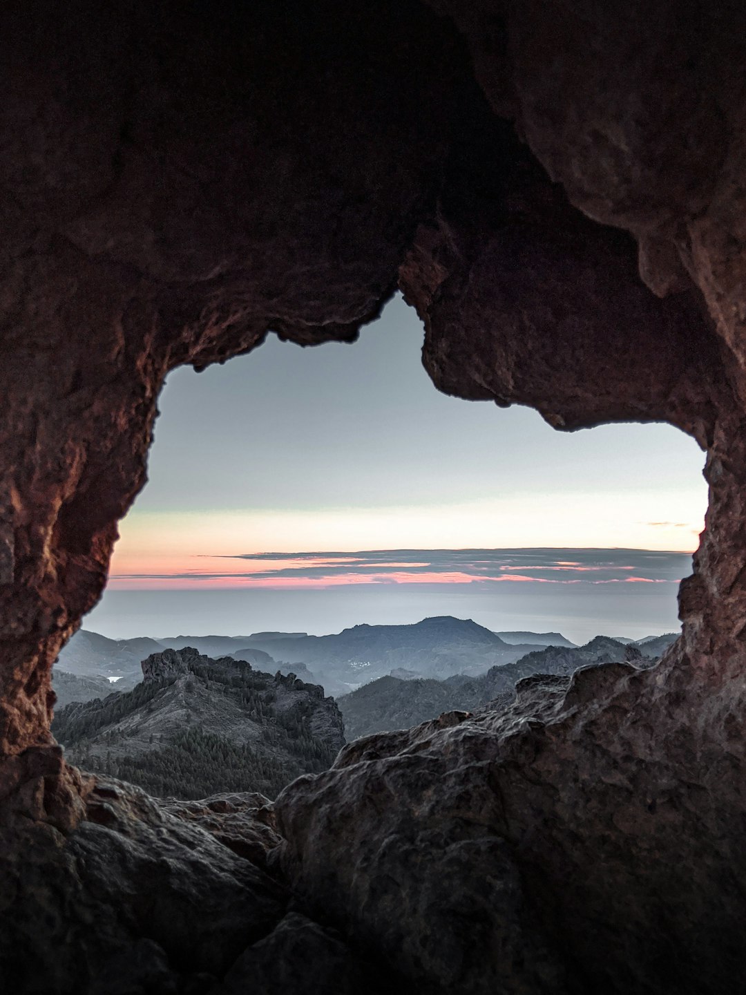 The highest point in Gran Canarias, Spain. You can see the sea and in this image, the sun is setting just right